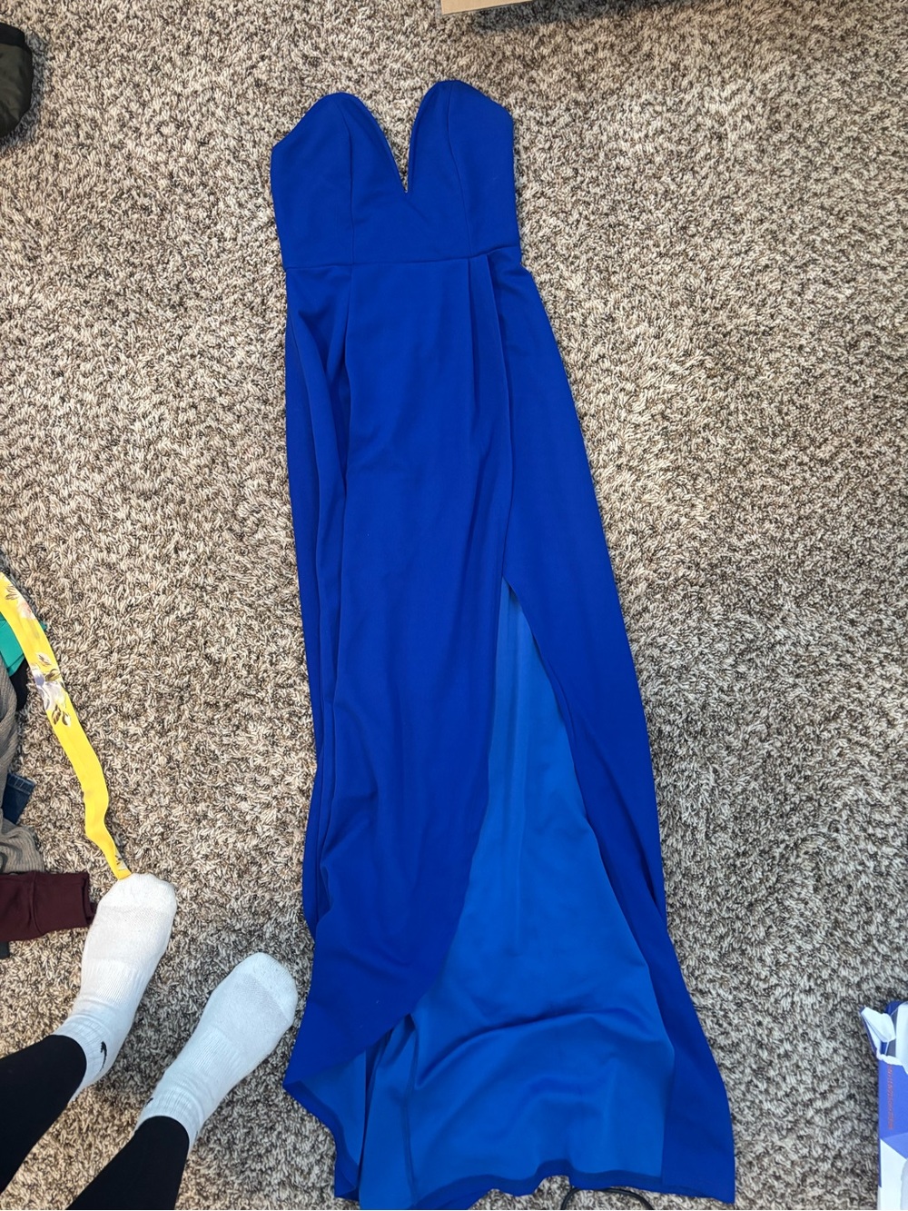 Strapless blue dress